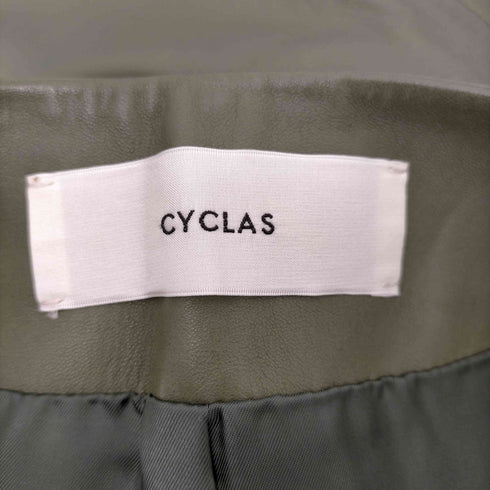 CYCLAS シープレザー パネル スカート 台形スカート ロング 36 緑 グリーン /DF ■OS レディース レディース JPN:36