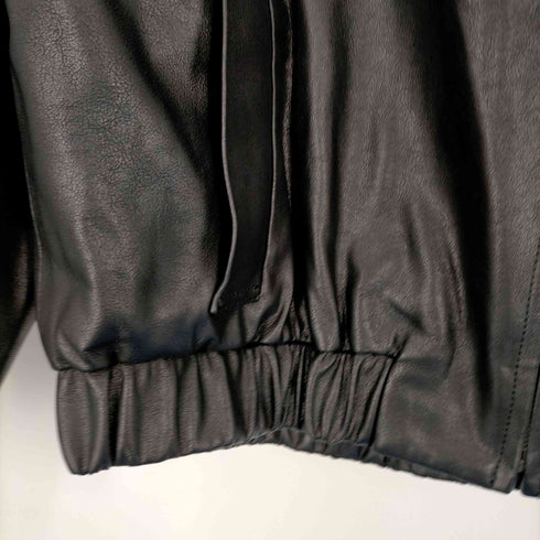 ロペ ROPE ロペ ROPE 22AW フェイクレザーニット襟ブルゾン ジャケット ジップアップ ショート 総裏地 ウール混 38 黒 ブラック /DO ■OS レディース レディース JPN:38