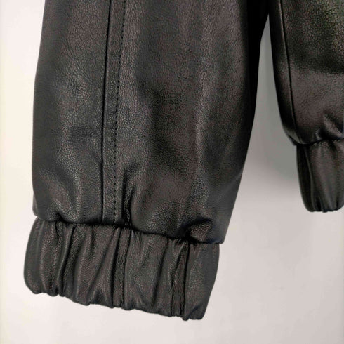ロペ ROPE ロペ ROPE 22AW フェイクレザーニット襟ブルゾン ジャケット ジップアップ ショート 総裏地 ウール混 38 黒 ブラック /DO ■OS レディース レディース JPN:38