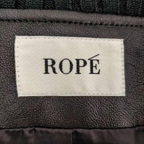 ロペ ROPE ロペ ROPE 22AW フェイクレザーニット襟ブルゾン ジャケット ジップアップ ショート 総裏地 ウール混 38 黒 ブラック /DO ■OS レディース レディース JPN:38