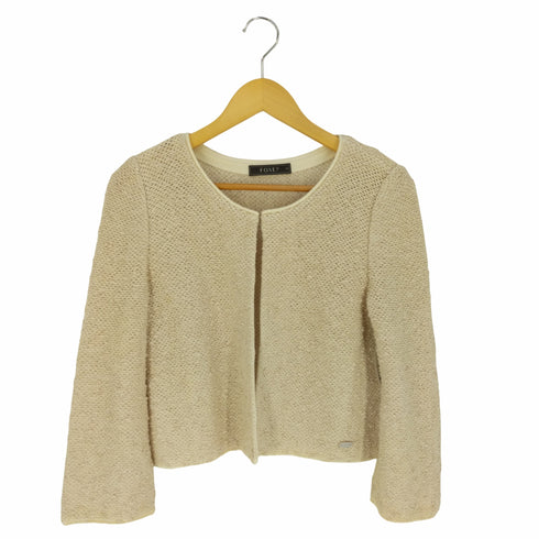 フォクシー FOXEY コットンアクリル ツイード ノーカラージャケット レディース JPN:38