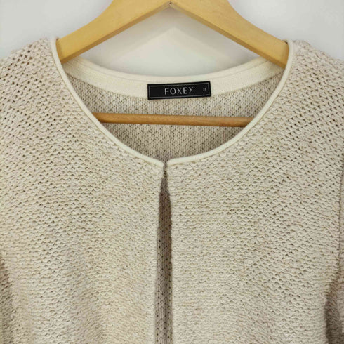 フォクシー FOXEY コットンアクリル ツイード ノーカラージャケット レディース JPN:38