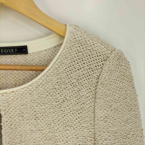 フォクシー FOXEY コットンアクリル ツイード ノーカラージャケット レディース JPN:38