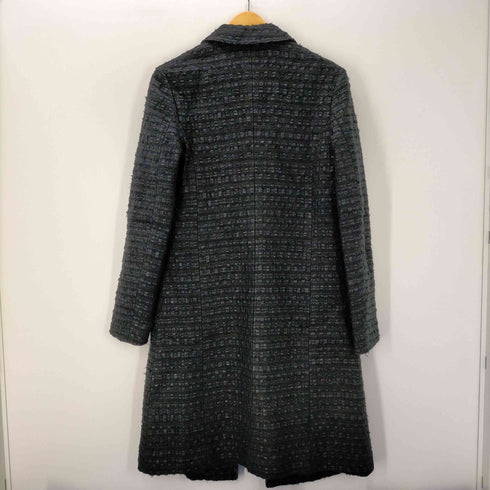 ジャンバティスタヴァリ GiAMBATTiSTA VALLi ツイード ボタンレス チェスターコート アウター ロング リボン 黒 ブラック /ES ■OS レディース レディース