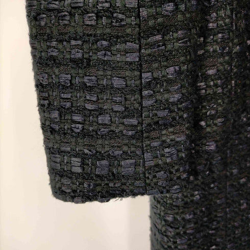 ジャンバティスタヴァリ GiAMBATTiSTA VALLi ツイード ボタンレス チェスターコート アウター ロング リボン 黒 ブラック /ES ■OS レディース レディース