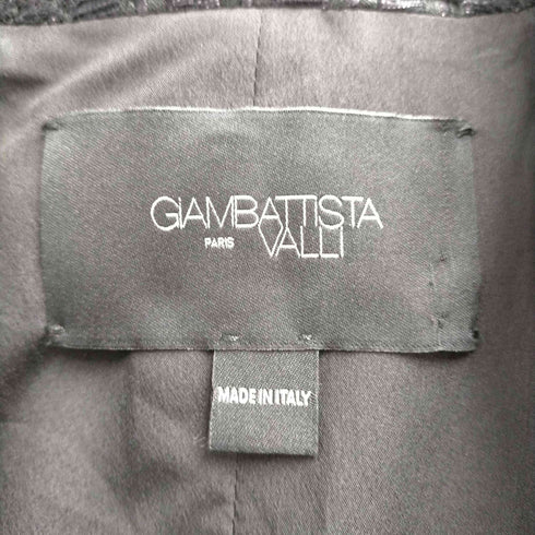 ジャンバティスタヴァリ GiAMBATTiSTA VALLi ツイード ボタンレス チェスターコート アウター ロング リボン 黒 ブラック /ES ■OS レディース レディース