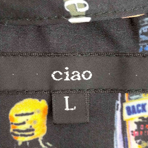 チャオ CIAO リカー柄 オープンカラーシャツ メンズ JPN:L