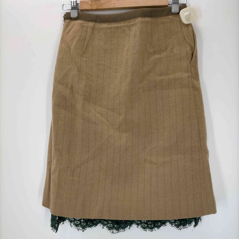サカイラック sacai luck 裾レースウール混ストライプスカート ロング ラップ 1 茶 ブラウン /MY ■OS レディース レディース JPN:1