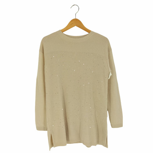 マックスマーラステュディオ MAX MARA STUDIO スパンコール装飾 ウールカシミヤクルーネックニット セーター レディース JPN:S