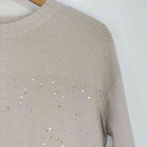 マックスマーラステュディオ MAX MARA STUDIO スパンコール装飾 ウールカシミヤクルーネックニット セーター レディース JPN:S