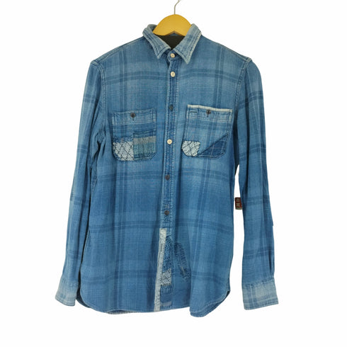 ポロラルフローレン POLO RALPH LAUREN RELAXED FIT リペア加工 L/S チェックデニムシャツ メンズ import:S