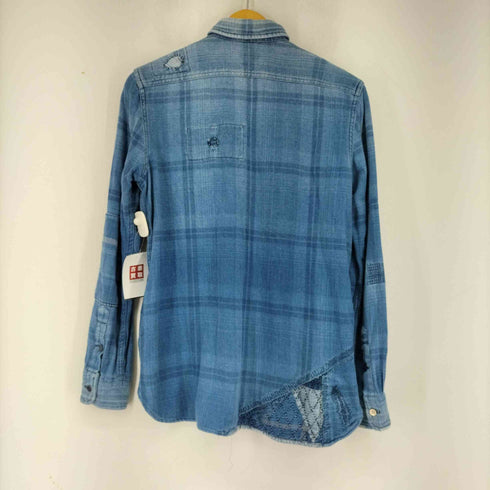 ポロラルフローレン POLO RALPH LAUREN RELAXED FIT リペア加工 L/S チェックデニムシャツ メンズ import:S