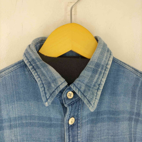 ポロラルフローレン POLO RALPH LAUREN RELAXED FIT リペア加工 L/S チェックデニムシャツ メンズ import:S