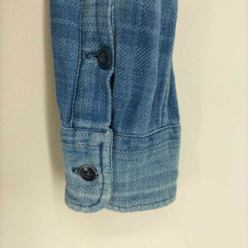 ポロラルフローレン POLO RALPH LAUREN RELAXED FIT リペア加工 L/S チェックデニムシャツ メンズ import:S