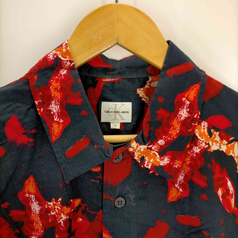 カルバンクラインジーンズ Calvin Klein Jeans ルーマニア製 フラワープリントフレンチスリーブシャツ プルオーバー メンズ JPN:M