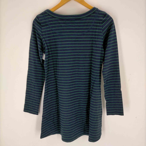 バーバリーブルーレーベル BURBERRY BLUE LABEL 長袖 クルーネック フレア ロゴプリント ボーダー レディース JPN:38