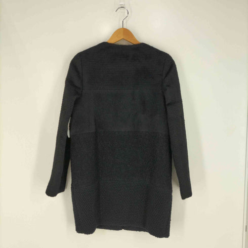 エムプルミエブラック M-premier BLACK パターン切替 アルパカモヘヤカシミヤ混 ノーカラーコート レディース 36
