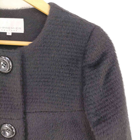 エムプルミエブラック M-premier BLACK パターン切替 アルパカモヘヤカシミヤ混 ノーカラーコート レディース 36