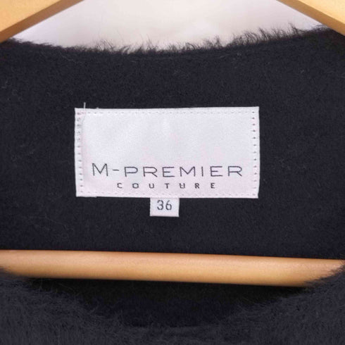エムプルミエブラック M-premier BLACK パターン切替 アルパカモヘヤカシミヤ混 ノーカラーコート レディース 36
