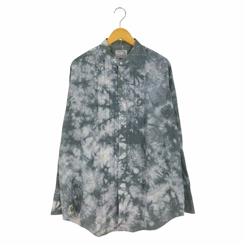 LORD WEST タイダイ柄 プリーツ ポリコットンバンドカラーシャツ メンズ import:XL