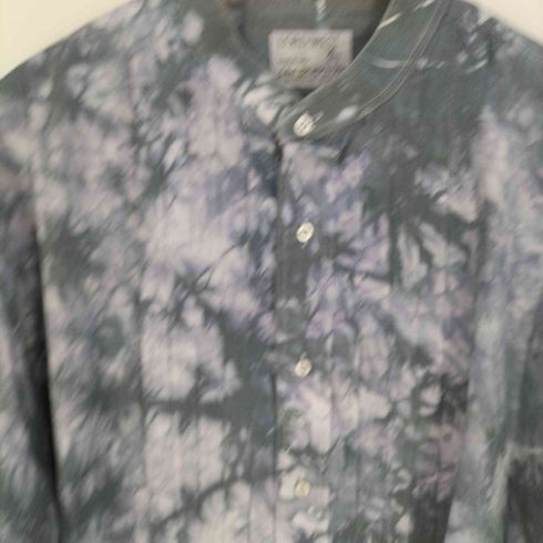 LORD WEST タイダイ柄 プリーツ ポリコットンバンドカラーシャツ メンズ import:XL