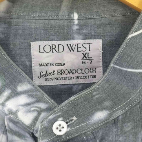 LORD WEST タイダイ柄 プリーツ ポリコットンバンドカラーシャツ メンズ import:XL