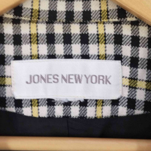 ジョーンズニューヨーク JONES NEW YORK レザー切替 チェック 3Bテーラードジャケット メンズ