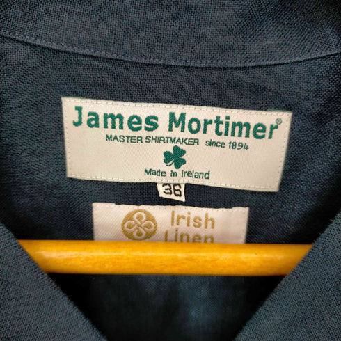 ジェームスモルティマー James Mortimer オープンカラー アイリッシュリネン シャツ メンズ UK:36