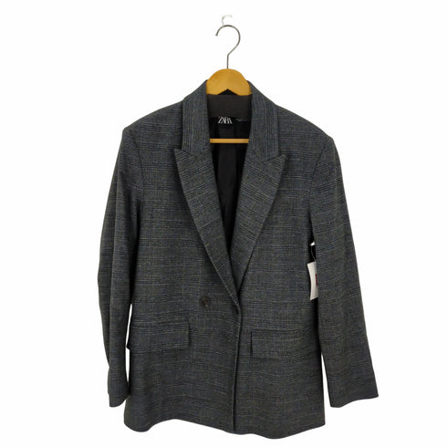 ザラ ZARA 1Bチェックテーラードジャケット レディース import:M