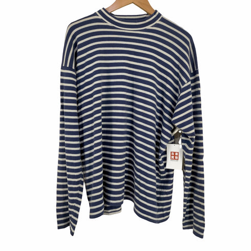 バーニーズニューヨーク BARNEYS NEWYORK フランス製 モックネック ボーダーカットソー レディース L