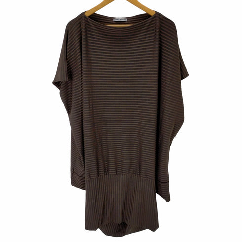 イッセイミヤケ ISSEY MIYAKE ボーダーニットワンピース ボートネック 変形 レディース JPN:2
