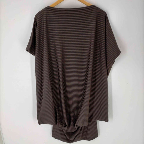 イッセイミヤケ ISSEY MIYAKE ボーダーニットワンピース ボートネック 変形 レディース JPN:2