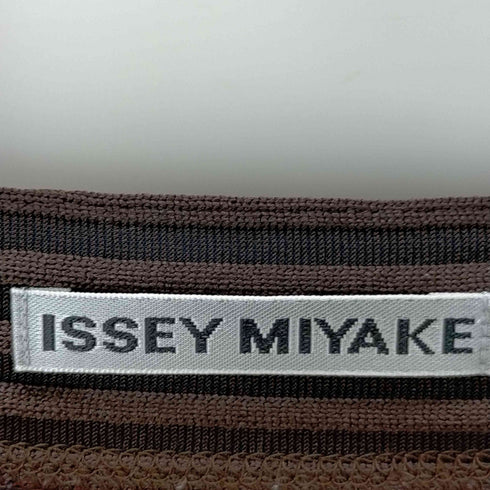 イッセイミヤケ ISSEY MIYAKE ボーダーニットワンピース ボートネック 変形 レディース JPN:2