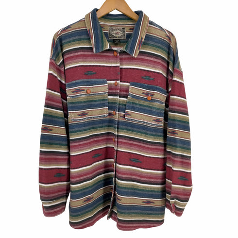 エクスプレス EXPRESS USA製 ネイティブボーダー フランネルシャツ メンズ import:M