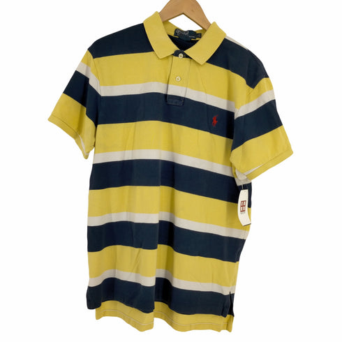 ポロバイラルフローレン Polo by RALPH LAUREN ポニー刺繍 CUSTOM FIT ボーダー 鹿の子 ポロシャツ メンズ import:L