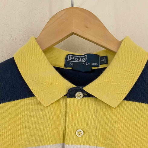 ポロバイラルフローレン Polo by RALPH LAUREN ポニー刺繍 CUSTOM FIT ボーダー 鹿の子 ポロシャツ メンズ import:L