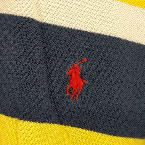 ポロバイラルフローレン Polo by RALPH LAUREN ポニー刺繍 CUSTOM FIT ボーダー 鹿の子 ポロシャツ メンズ import:L