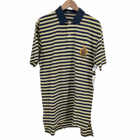 ポロバイラルフローレン Polo by RALPH LAUREN エンブレム刺繍 ボーダー 鹿の子ポロシャツ メンズ import:L