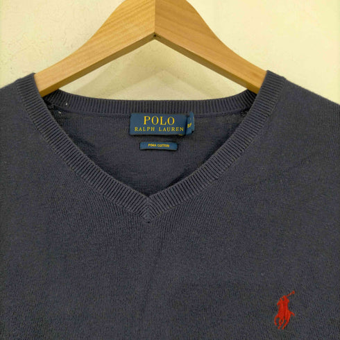 ポロラルフローレン POLO RALPH LAUREN ポニー刺繍 コットン Vネックニット メンズ import:S