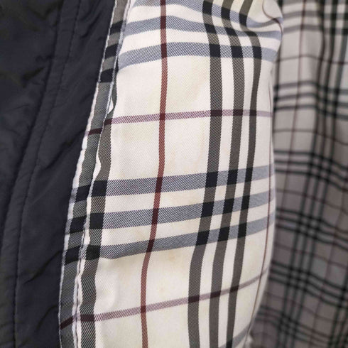 バーバリーブラックレーベル BURBERRY BLACK LABEL 裏地ノバチェック ノヴァチェックフード付きホワイトグースダウンジャケット メンズ import:M