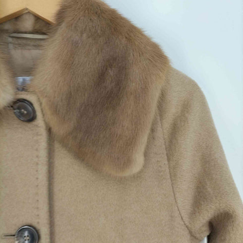 マックスマーラ MAX MARA 白タグ ミンクファーキャメルステンカラーコート レディース FR:36