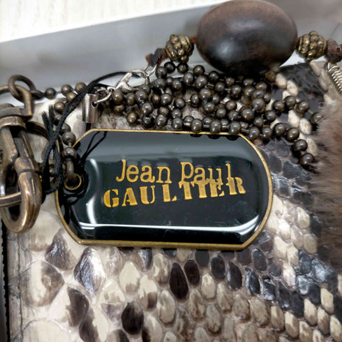 ジャンポールゴルチエ Jean Paul GAULTIER パイソン長財布 L字 フェザーキーホルダー メンズ