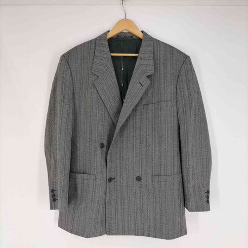 ジャンニヴェルサーチ GIANNI VERSACE ストライプダブルブレストテーラードジャケット 3タックワイドスラックスパンツ メンズ 50