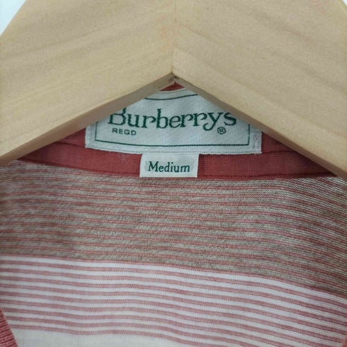 バーバリーズ BURBERRYS 90S 白タグ ロゴ刺繍 ボーダー S/S ポロシャツ メンズ import:M