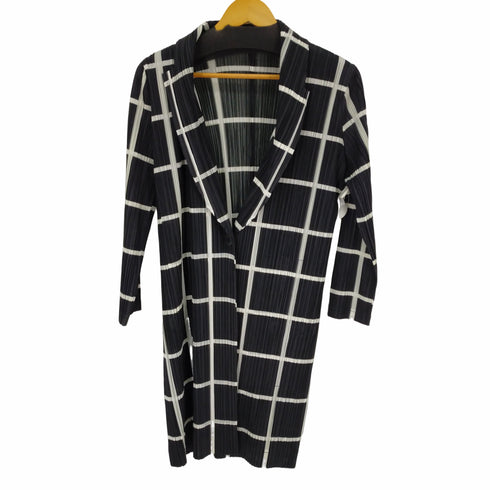 プリーツプリーズイッセイミヤケ PLEATS PLEASE ISSEY MIYAKE 16SS プリーツ 格子柄 1ボタン カーディガン 羽織り レディース JPN:3