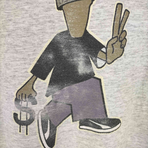 ステューシー Stussy OLD 80s USA製 黒タグ シングルステッチ PEACE and PROSPERITY クルーネックTシャツ メンズ import:L