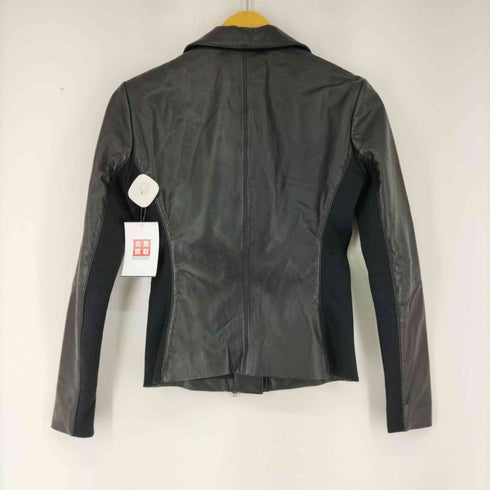 エンポリオアルマーニ EMPORIO ARMANI ダブルライダースジャケット ジップアップ 異素材切替 シープレザー レディース JPN:38 38