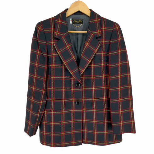 MADE IN ITALY カシミア混 タータンチェック2Bテーラードジャケット レディース