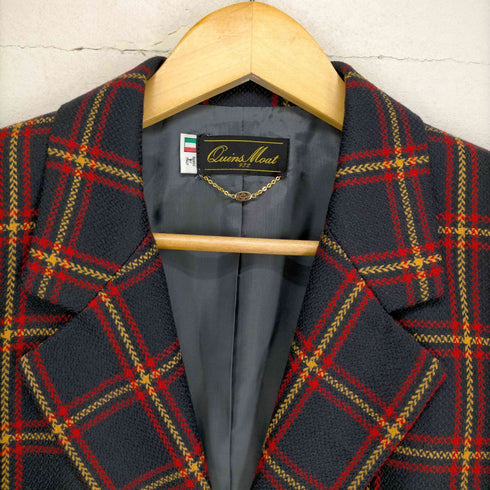 MADE IN ITALY カシミア混 タータンチェック2Bテーラードジャケット レディース