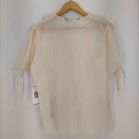 ザラ ZARA PLEATED BLOUSE WITH RUFFLES レディース import:L
